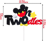 MALLMALL6 Mouse Two Birthday Cake Topper Twodles Mouse Birthday Party Supplies Cute Cake Decorations Two Years Old Mouse Themed Birthday Party Favors for 2nd Toddlers Baby Boys Girls