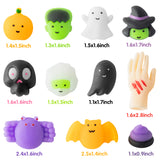 MALLMALL6 28pcs Halloween Mochi Squeeze Toys with Cute Face Kawaii Squeeze with Witch Pumpkin Bat Ghost Zombie for Halloween Decorations Party Favors Supplies for Kids Pressure Relief Squeeze Toys