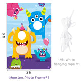 MALLMALL6 Monster Door Banner Large Polyester Monster Face Photo Banner Background Pretend Play Party Game Backdrop Prop Poster Halloween Monster Theme Party Favor Supplies Decorations for Kids