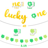 MALLMALL6 Lucky One Banner 1st Birthday Banners St. Patrick's Day Party Decoration Saint Patty's Day 1 Year Old Baby Shower Pre-Strung Glittery Sign Shamrock Clover Garland for Boy Girl Outdoor Indoor