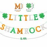 MALLMALL6 LITTLE SHAMROCK Banner St. Patrick's Day Baby Shower Birthday Saint Patty's Day Gender Reveal Newborn Party Decorations for Boys Girls Pre-Strung Glittery Sign for Room Fireplace Outdoor
