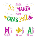 MALLMALL6 It's MARDI GRAS Y'all Banner Mardi Gras Carnival Glittery Sign with Fleur De Lis Mask Pre-Strung Hanging Kit Shrove Fat Tuesday New Orleans Masquerade Party Decorations for Fireplace Mantel