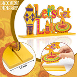 MALLMALL6 3Pcs Diwali Wood Table Decoration Centerpiece Happy Diwali Let's Get Lit Warm Wishes Light Candle Henna Pattern Wooden Design Decor for Traditional Festival Party Celebration Supplies