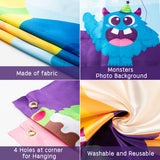 MALLMALL6 Monster Door Banner Large Polyester Monster Face Photo Banner Background Pretend Play Party Game Backdrop Prop Poster Halloween Monster Theme Party Favor Supplies Decorations for Kids