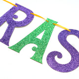 MALLMALL6 2Pcs MARDI GRAS Banner Mardi Gras Carnival Glittery Sign with Fleur De Lis Mask Crown Pre-Strung Hanging Kit Shrove Fat Tuesday New Orleans Masquerade Party Decorations for Fireplace Mantel