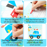 MALLMALL6 20Pcs Mosaic Sticker Art Kits for Kids DIY Mosaic Foam Stickers Art Crafts 3D Puzzle Drawing Stickers Craft Activities Early Learning Games Handmade Art Kit for Preschool Toddlers Boys Girl