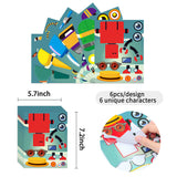 MALLMALL6 36Pcs Robot Make a Face Stickers DIY Art Crafts Kit Party Favors Games Robots Themed Birthday Party Supplies Decorations Dress Up Sticker Classroom Prizes for Kids Boys Girls