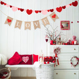 MALLMALL6 LOVE Burlap Banner Valentine's Day Banner with 2Pcs Felt Heart Garland No DIY Valentines Decorations Wedding Anniversary Engagement Bridal Baby Shower Party Favors for Home Room Fireplace