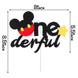 MALLMALL6 Mouse Inspired One Birthday Cake Topper, Onederful First Birthday Cake Topper Party Cake Decoration Supplies for Boys and Girls