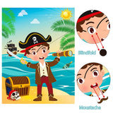 MALLMALL6 Pirate Stickers Party Games for Kids Pin The Eye Patch and Mustache On The Pirates Poster Birthday Party Favors Pin Game Include Blindfold Sticker Caribbean Pirate Party Supplies Decoration