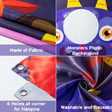 MALLMALL6 Monster Face Frame Photo Booth Props Hanging Photography Background Decor Cartoon Door Banner 5x3ft Monster Themed Halloween Party Decorations Carnival Birthday Game Supplies for Kids