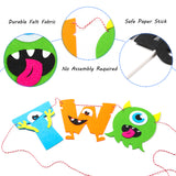 MALLMALL6 Monster 2nd birthday Banner Cake Topper Party Supplies Felt Two Banner Cake Decorations for Second Birthday Party Favor Cake Smash Photo Booth Props Decor for Two Year Old Boys Girls