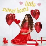 MALLMALL6 Little Sweetheart Banner Valentine's Day Baby Shower Party Favors Supplies Golden Glittery Sign Photo Props Pre-Strung Hanging Kit Valentine Gender Reveal Party Decorations for Boy Girl