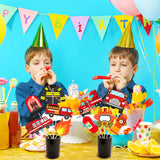 MALLMALL6 30Pcs Fire Truck Centerpiece Sticks Fireman Themed Birthday Party Favor Firefighter Table Topper Decorations Firetruck Fire Hat extinguisher Room Decor Photo Booth Props for Kids Baby Shower