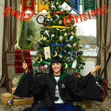 MALLMALL6 Happy Christmas Banner Magical Wizard Theme Party Favors Supplies Red Glittery Sign Xmas Photo Backdrops Pre-Strung Hanging Kit Christmas Eve Decorations for Fireplace Home Wall Outdoor
