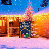 MALLMALL6 Merry Christmas Holy Nativity Garden Flag Burlap Xmas Jesus Virgin Mary Double Sided Linen Flags Baby Shower Party Decoration for Home Outdoor Yard Lawn Farmhouse 18.2x12.2 Inch