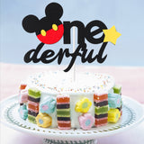 MALLMALL6 Mouse Inspired One Birthday Cake Topper, Onederful First Birthday Cake Topper Party Cake Decoration Supplies for Boys and Girls