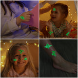 MALLMALL6 8pcs Luminous Dirt Bike Tattoos Glow In the Dark Race Motorcycle Body Stickers Fluorescence Light Up Fake Tattoo Sticker for Boys Girls Birthday Decoration Neon Carnival Party Favor Supplies