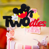 MALLMALL6 Mouse Two Birthday Cake Topper Twodles Mouse Birthday Party Supplies Cute Cake Decorations Two Years Old Mouse Themed Birthday Party Favors for 2nd Toddlers Baby Boys Girls