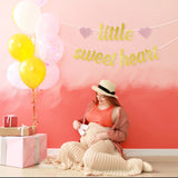 MALLMALL6 Little Sweetheart Banner Cake Topper Set for Valentine's Day Baby Shower Party Favors Golden Pre-assembled Glittery Sign Pregnancy Celebration New Born Party Cake Decorations for Boy Girl