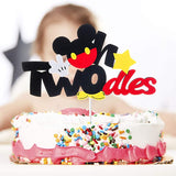 MALLMALL6 Mouse Two Birthday Cake Topper Twodles Mouse Birthday Party Supplies Cute Cake Decorations Two Years Old Mouse Themed Birthday Party Favors for 2nd Toddlers Baby Boys Girls