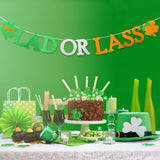 MALLMALL6 LAD OR LASS Banner St. Patrick's Day Baby Shower Gender Reveal Saint Patty's Day Celebration Pregnancy Announcement Pre-Strung Glittery Flag Party Decorations Supplies for Outdoor Indoor