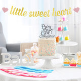 MALLMALL6 Little Sweetheart Banner Valentine's Day Baby Shower Party Favors Supplies Golden Glittery Sign Photo Props Pre-Strung Hanging Kit Valentine Gender Reveal Party Decorations for Boy Girl