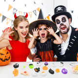 MALLMALL6 28pcs Halloween Mochi Squeeze Toys with Cute Face Kawaii Squeeze with Witch Pumpkin Bat Ghost Zombie for Halloween Decorations Party Favors Supplies for Kids Pressure Relief Squeeze Toys