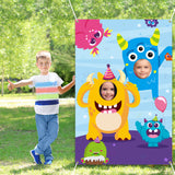 MALLMALL6 Monster Door Banner Large Polyester Monster Face Photo Banner Background Pretend Play Party Game Backdrop Prop Poster Halloween Monster Theme Party Favor Supplies Decorations for Kids
