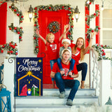 MALLMALL6 Merry Christmas Holy Nativity Garden Flag Burlap Xmas Jesus Virgin Mary Double Sided Linen Flags Baby Shower Party Decoration for Home Outdoor Yard Lawn Farmhouse 18.2x12.2 Inch