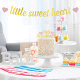 MALLMALL6 Little Sweetheart Banner Cake Topper Set for Valentine's Day Baby Shower Party Favors Golden Pre-assembled Glittery Sign Pregnancy Celebration New Born Party Cake Decorations for Boy Girl
