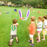 MALLMALL6 64Pcs Easter Party Favor Games Eggs & Spoon Race Game DIY Sack Race Bags 3-Legged Race Bands Inflatable Toss Games for Kids School Family Spring Outdoor Birthday Carnival Holiday Activity
