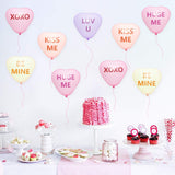MALLMALL6 52Pcs Valentine's Day Balloons Candy Color Heart XOXO LUV U BE Mine KISS ME Sweet Banner Garland Decorations Proposal Show Love Anniversary Wedding Party Valentines Supplies