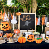 MALLMALL6 Pumpkin 6Pcs 3D Felt Halloween Craft Kit Trick or Treat Hollow-Out Basket Self-adhesive Handwork Pumpkin Ball with Spoof Face DIY Decors Set Party Supplies for Home Dining Room Decorations