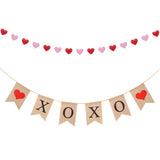 MALLMALL6 XOXO Burlap Banner Valentine's Day Banner with Pink Red Glittery Heart Garland No DIY Valentines Decorations Wedding Anniversary Engagement Bridal Shower Party Favors for Room Fireplace