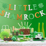MALLMALL6 LITTLE SHAMROCK Banner St. Patrick's Day Baby Shower Birthday Saint Patty's Day Gender Reveal Newborn Party Decorations for Boys Girls Pre-Strung Glittery Sign for Room Fireplace Outdoor