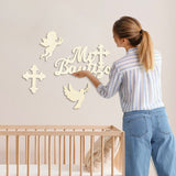 MALLMALL6 Mi Bautizo Wooden Sign for Baby Shower Door Hanging Decorations with Cross Angel Dove Baptism and Boy or Girl Gender Reveal Party Supplies, Hand Held Photo Props Wood Ornament for Birthday