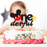 MALLMALL6 Mouse Inspired One Birthday Cake Topper, Onederful First Birthday Cake Topper Party Cake Decoration Supplies for Boys and Girls