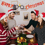 MALLMALL6 Happy Christmas Banner Magical Wizard Theme Party Favors Supplies Red Glittery Sign Xmas Photo Backdrops Pre-Strung Hanging Kit Christmas Eve Decorations for Fireplace Home Wall Outdoor