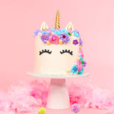 MALLMALL6 12Pcs Unicorn Silicone Fondant Mold set with Brush 3D Mini Unicorn Horn Eyelashes Flower and Rainbow Chocolate Candy Mould Baking Tools for DIY Cake Decoration for Baby Shower Birthday Party