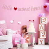 MALLMALL6 Little Sweetheart Banner Cake Topper Set for Valentine's Day Baby Shower Party Favors Pre-assembled Glittery Sign Pregnancy Celebration New Born Party Cake Decorations Supplies for Boy Girl