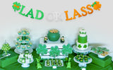 MALLMALL6 LAD OR LASS Banner St. Patrick's Day Baby Shower Gender Reveal Saint Patty's Day Celebration Pregnancy Announcement Pre-Strung Glittery Flag Party Decorations Supplies for Outdoor Indoor
