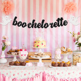 MALLMALL6 Bachelorette Banner Sign Halloween Bach Boochelorette Single Themed Party Favors Supplies Black Glittery Paper Photo Backdrops Props Pre-Strung Hanging Kit Decorations for Home Wall Outdoor